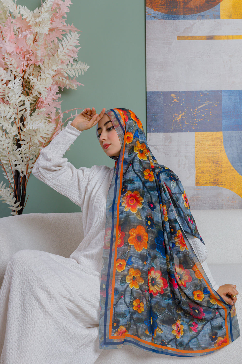 طرحة شيفون ديجيتال ٢متر *٧٠سم - SC9246