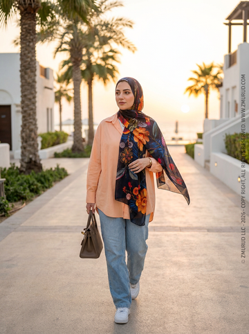 طرحة شيفون ديجيتال ٢متر *٧٠سم - SC9252