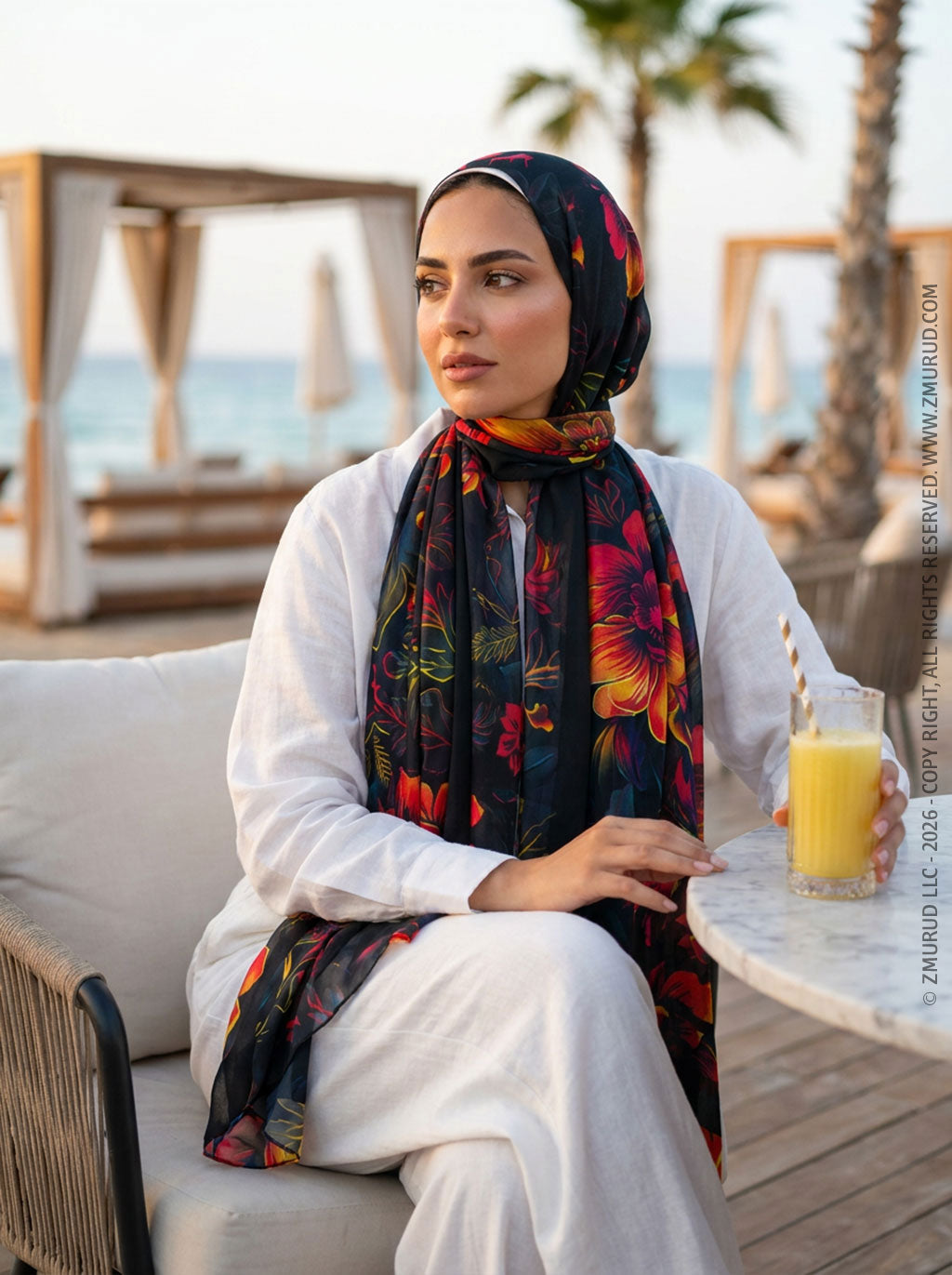 طرحة شيفون ديجيتال ٢متر *٧٠سم - SC9258