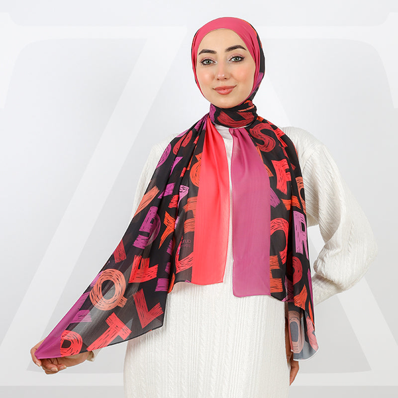 طرحة شيفون ديجيتال ١٨٠سم *٧٠سم - SCM436