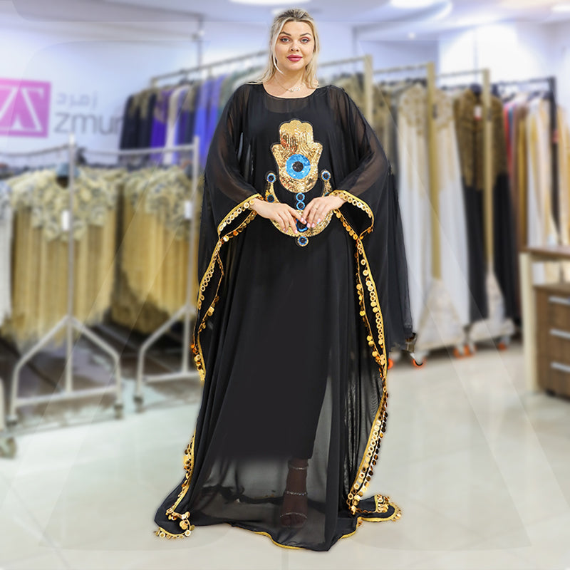 عباية دبي شيفون بلابل -shc504