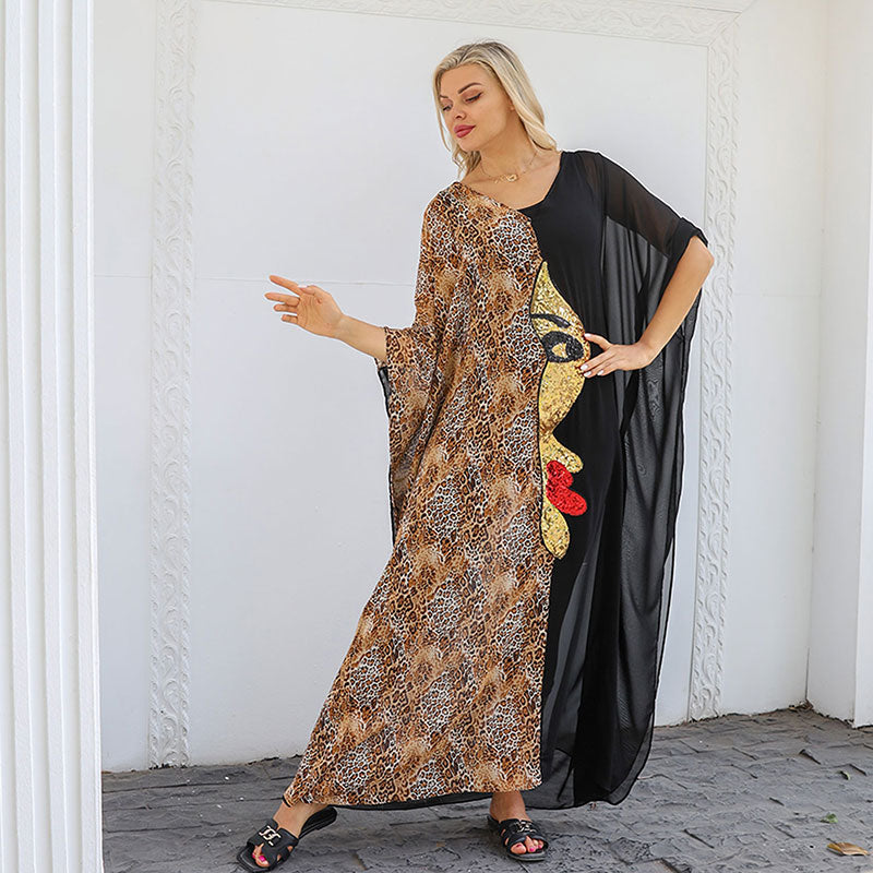 عباية شيفون وجوه  - Chiffon Faces Kaftan