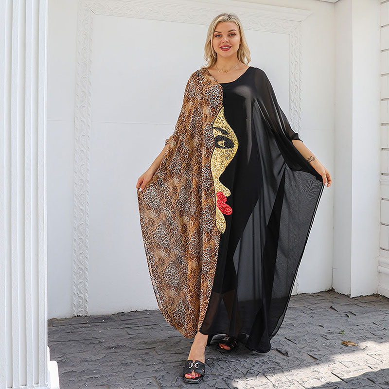 عباية شيفون وجوه  - Chiffon Faces Kaftan
