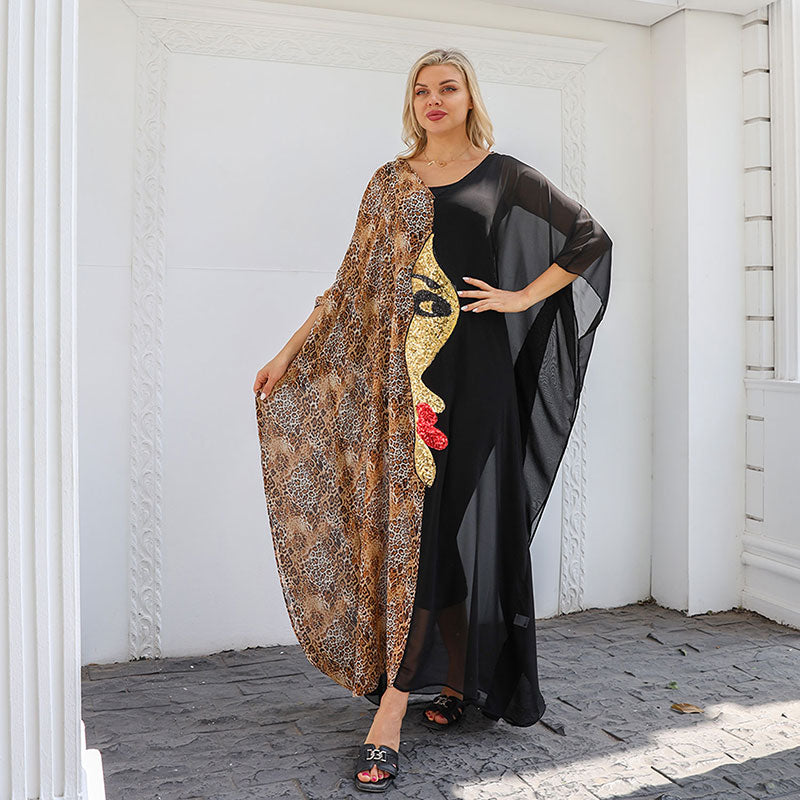 عباية شيفون وجوه  - Chiffon Faces Kaftan