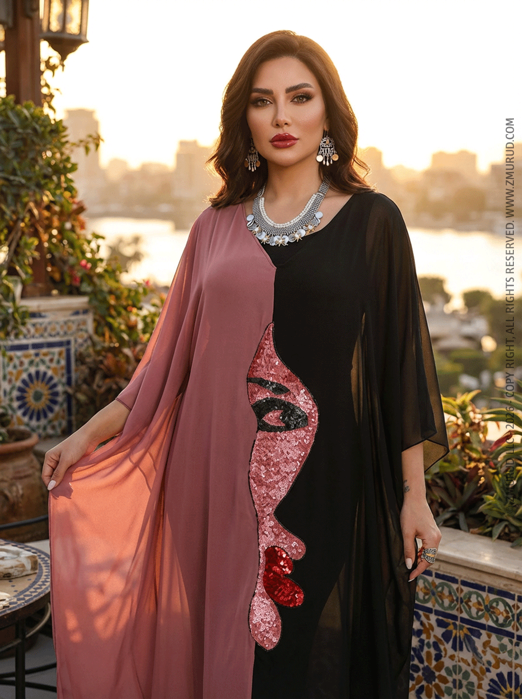 عباية دبي شيفون وجوه  - SHV204