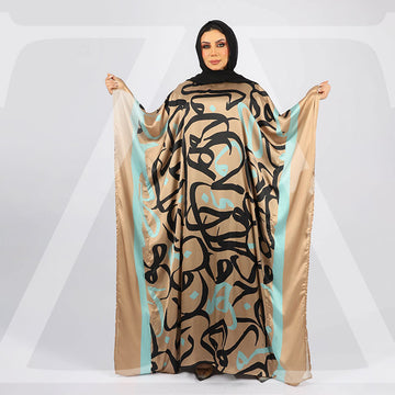 عباية دبي حرير ستان طباعة  ديجيتال - STN4302