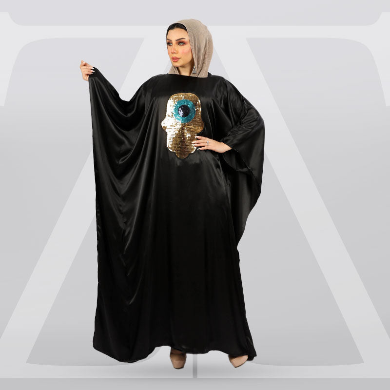 عباية دبي حرير ستان تطريز - STN4546