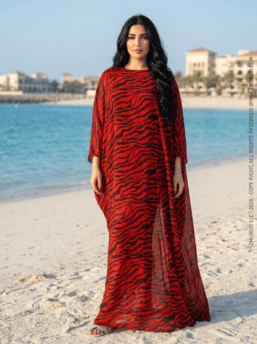 عباية دبي شيفون شفاف مشجر -shf544
