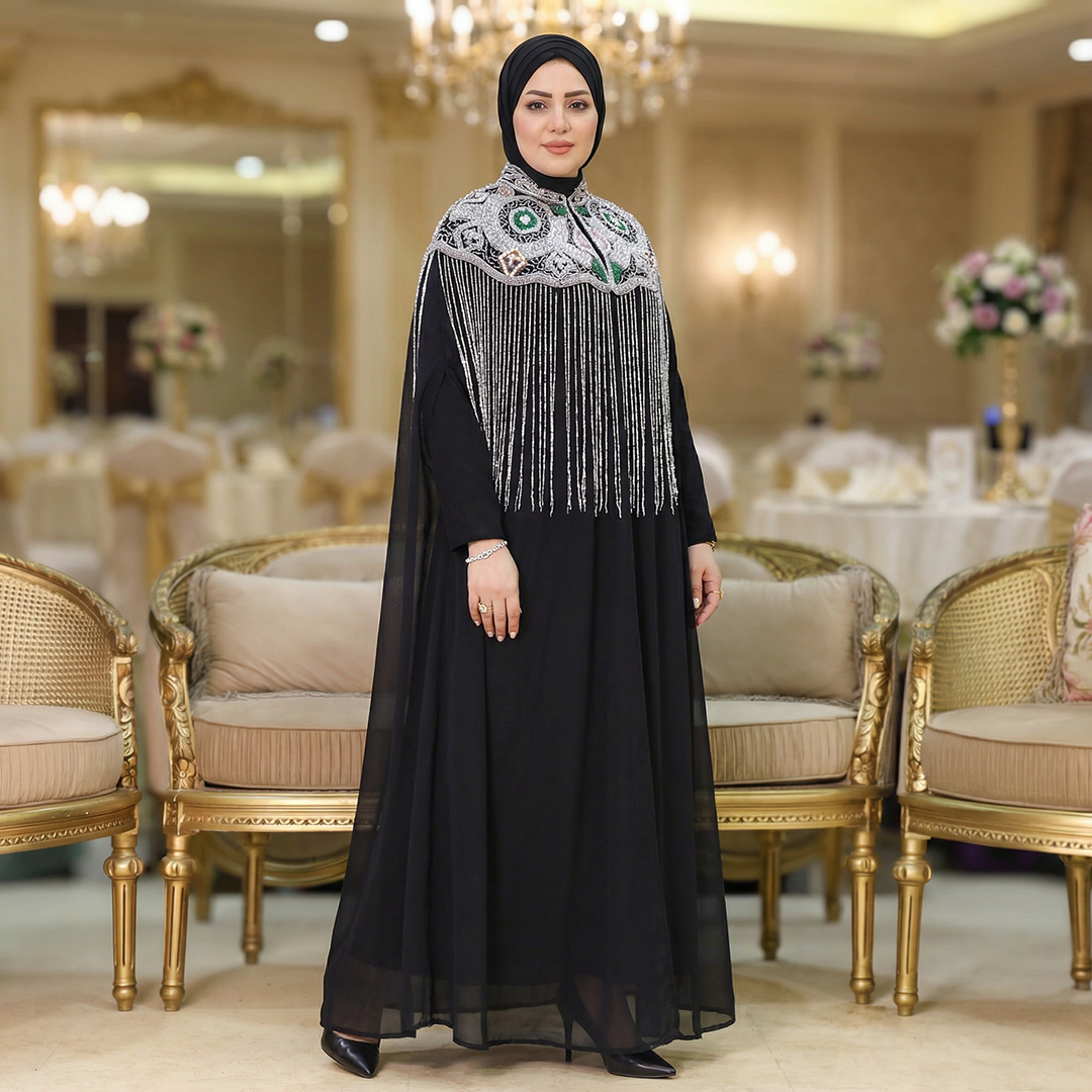 قفطان شيفون تطريز هاند ميد - dscd104