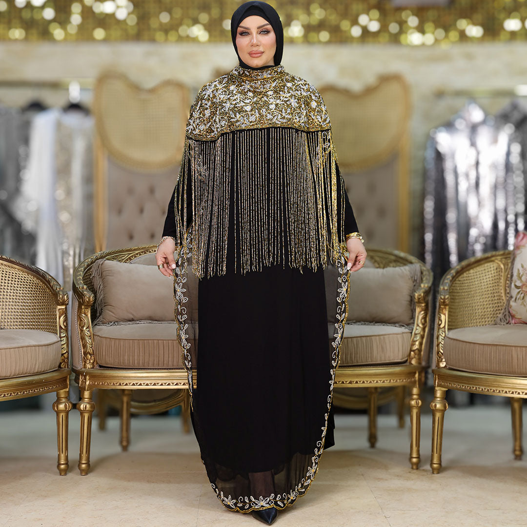 قفطان شيفون تطريز هاند ميد -Dscd407
