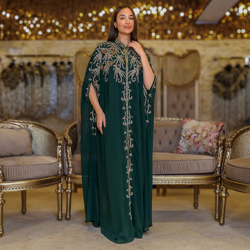 قفطان شيفون تطريز هاند ميد -dscd453