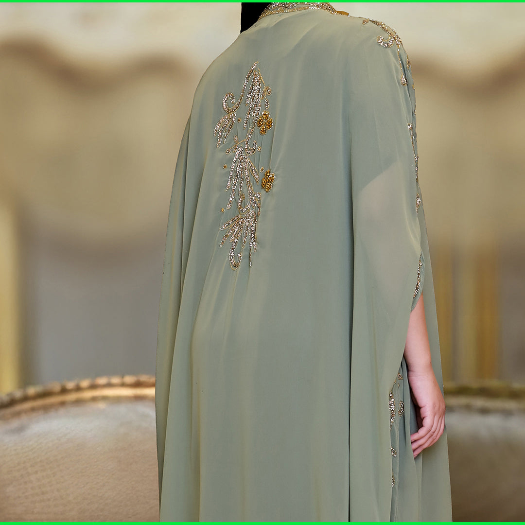 قفطان شيفون تطريز هاند ميد -dscd456