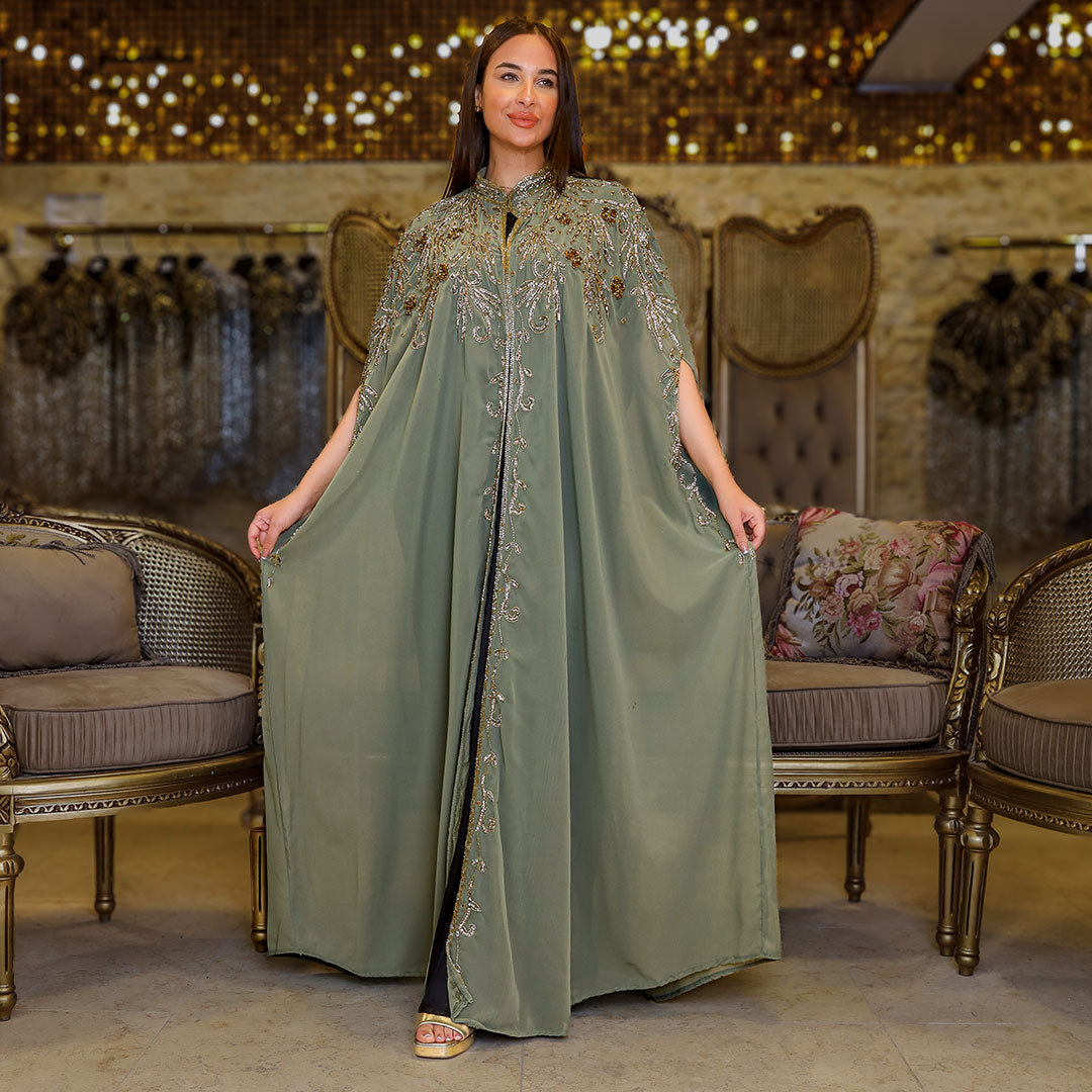 قفطان شيفون تطريز هاند ميد -dscd456