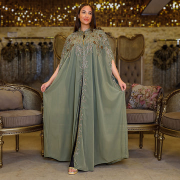 قفطان شيفون تطريز هاند ميد -dscd456