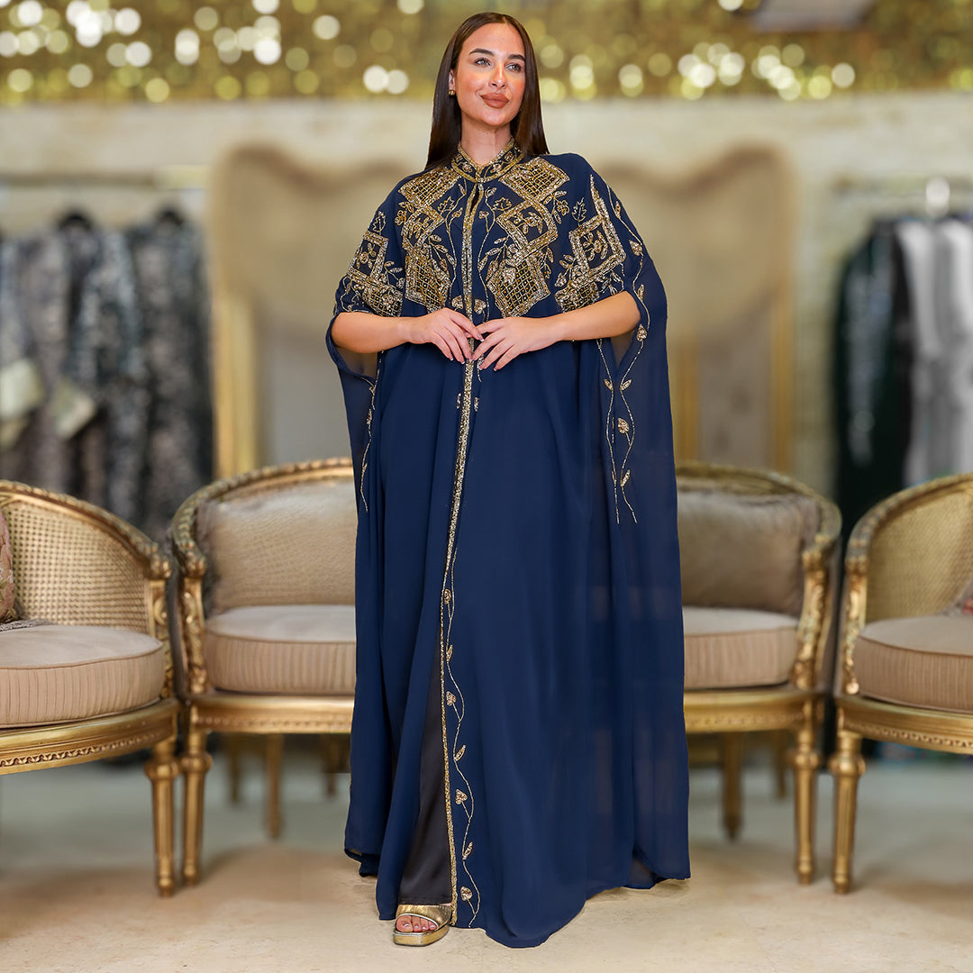 قفطان شيفون تطريز هاند ميد -dscd457