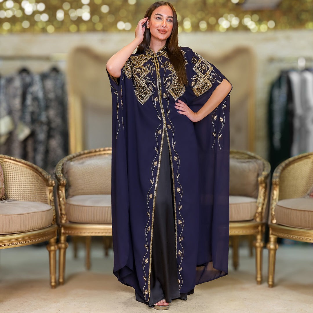 قفطان شيفون تطريز هاند ميد -dscd458