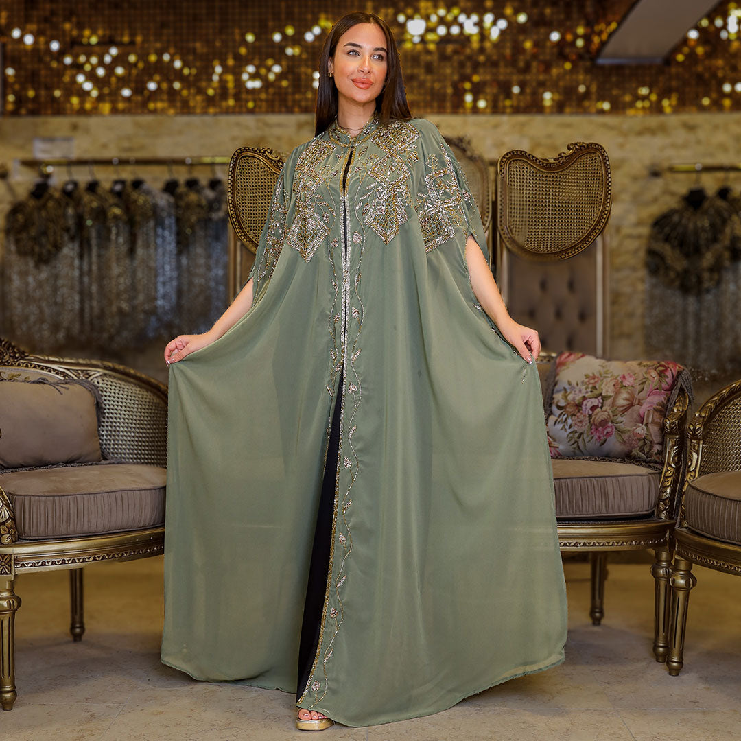 قفطان شيفون تطريز هاند ميد - dscd466