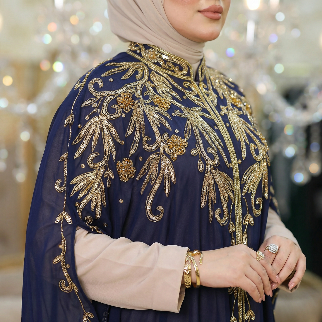 قفطان شيفون تطريز هاند ميد - dscd469