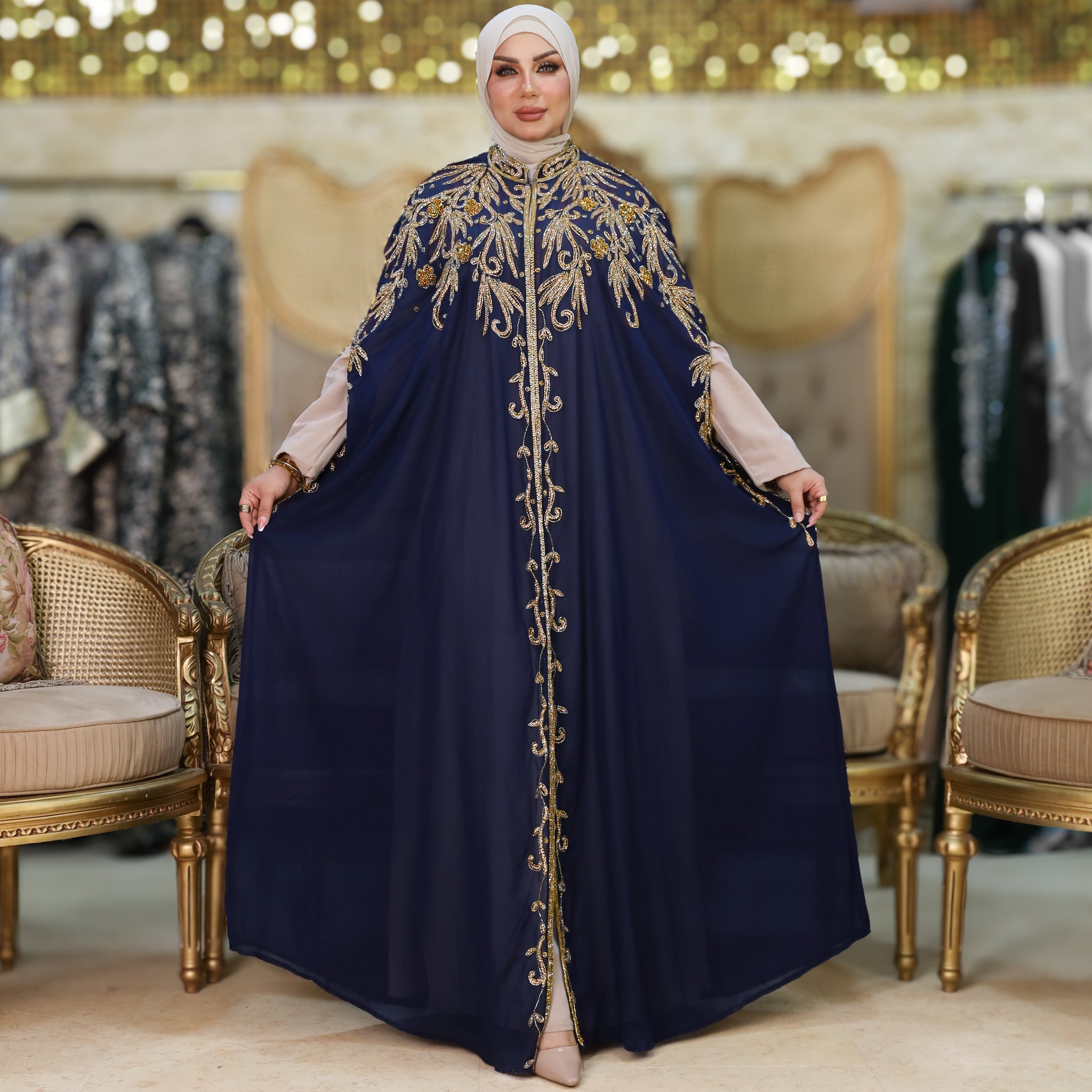قفطان شيفون تطريز هاند ميد - dscd469