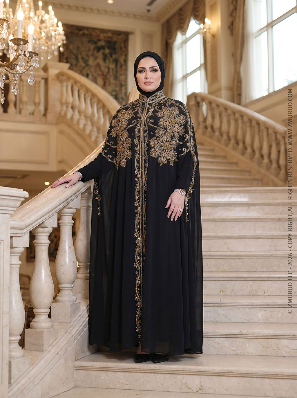 قفطان شيفون تطريز هاند ميد - dscd470