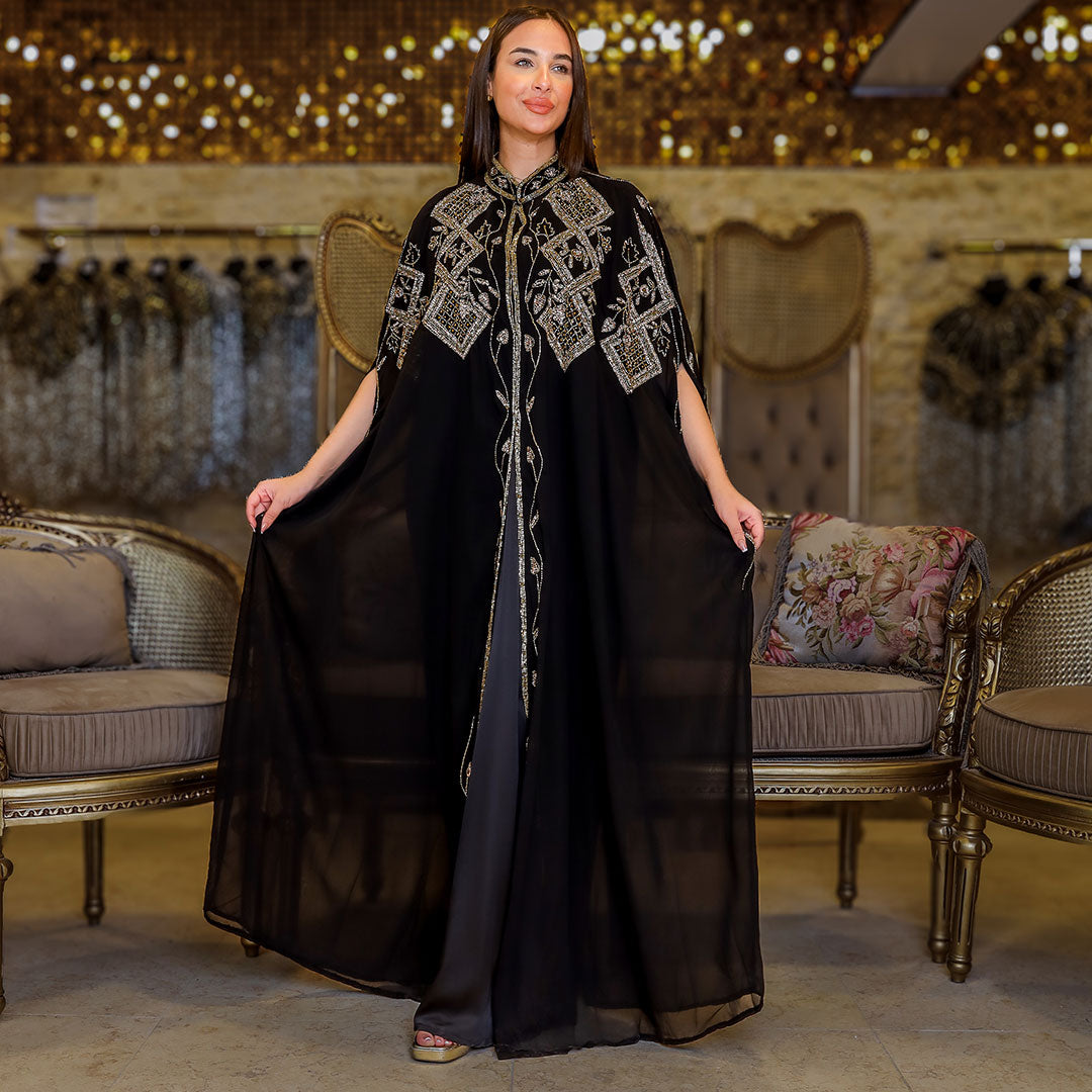 قفطان شيفون تطريز هاند ميد - dscd473