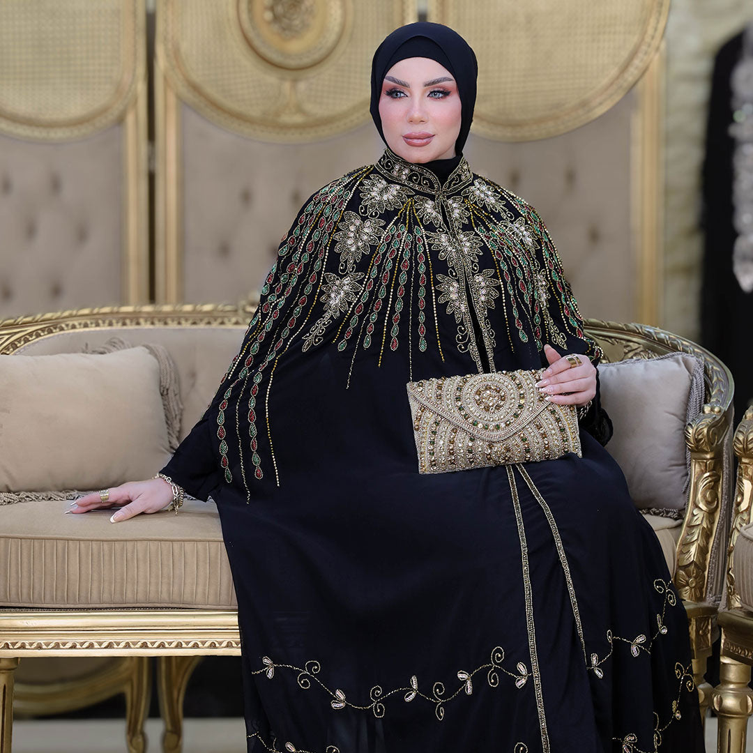 قفطان شيفون تطريز هاند ميد -dscd494