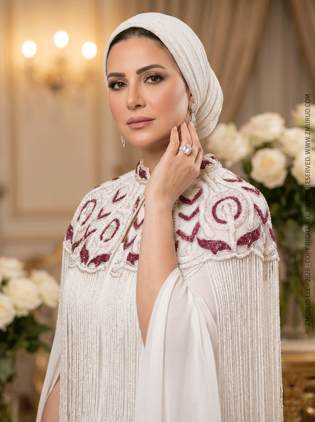 قفطان شيفون تطريز هاند ميد -dscd595