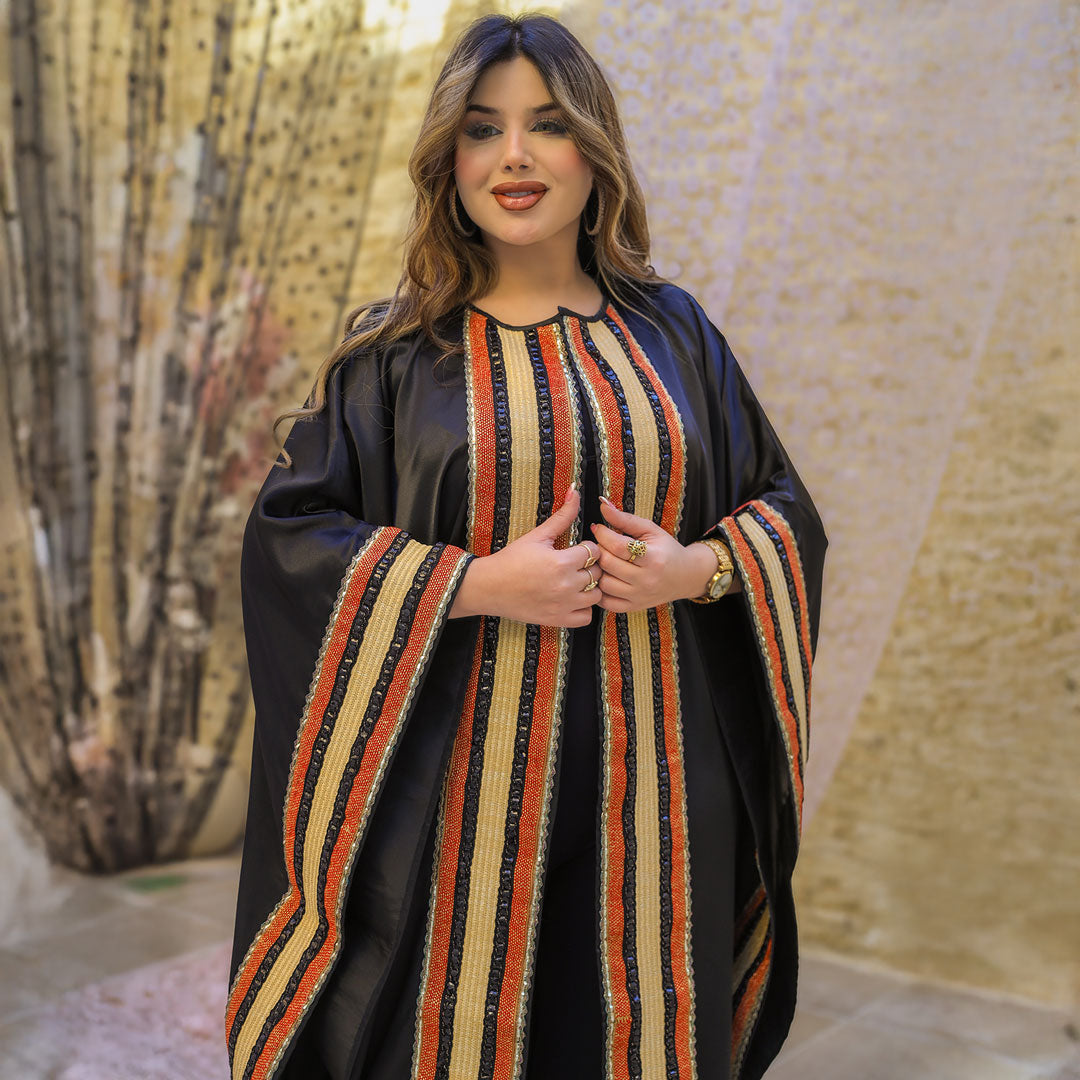 قفطان بحريني تطريز حرير ستان_ qfstb300