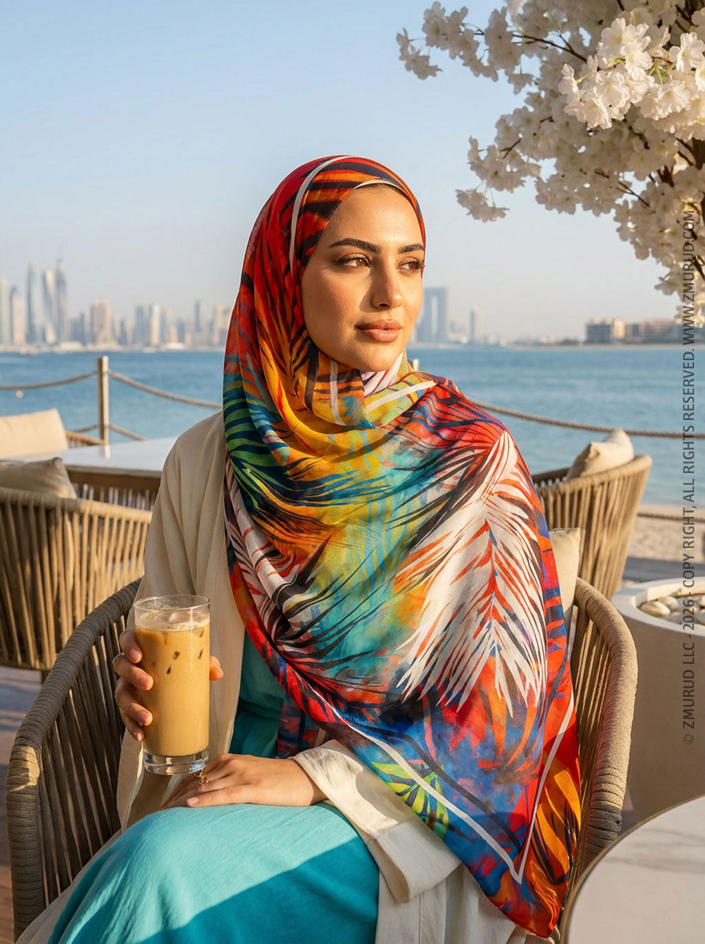 طرحة شيفون ديجيتال ٢متر *٧٠سم - sc9136