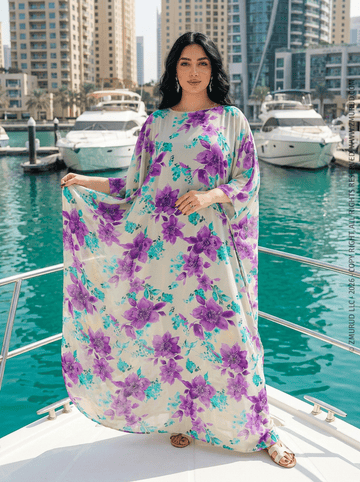 عباية دبي شيفون شفاف مشجر -shf545