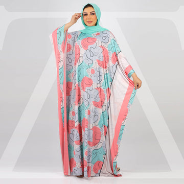 عباية دبي جيرسيه ليكرا طباعة ديجيتال - EZ1006