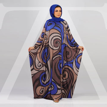 عباية دبي جيرسيه ليكرا طباعة ديجيتال - EZ1011