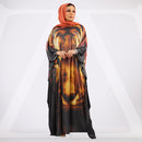 عباية جيرسيه زبدة ليكرا طباعة ديجيتال - EZ1027
